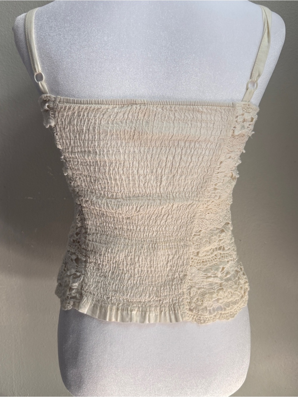 Lace Ruffle Cami Tank Top - Cream - Picture 3 of 6